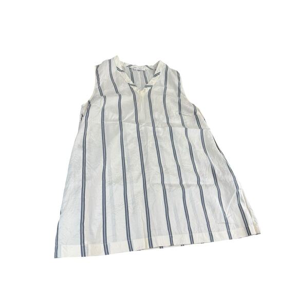 Brunello Cucinelli Silk Striped Sleeveless Blouse Top White Blue M Italy V-neck - Picture 3 of 14